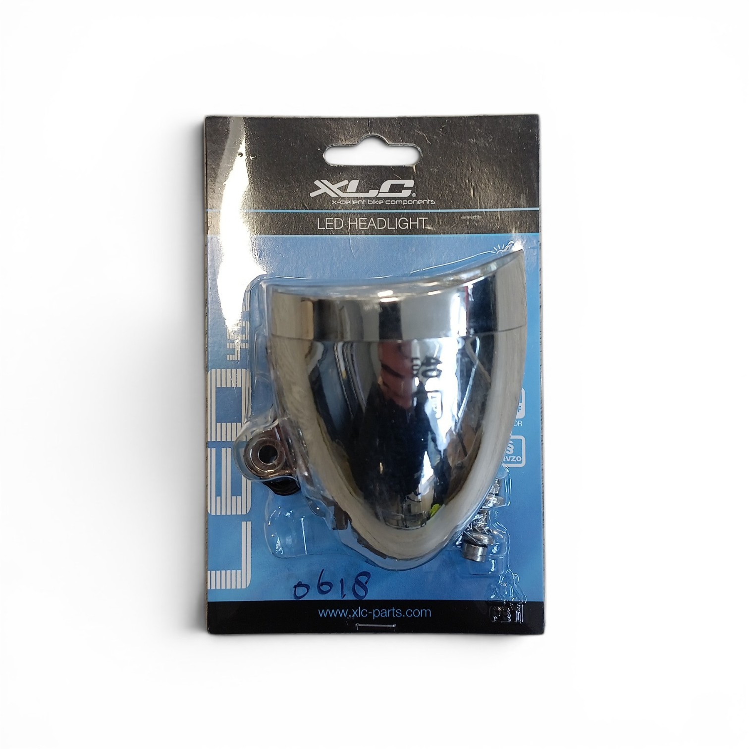 XLC Classic LED-Scheinwerfer 40 Lux, Automatik/Ein/Aus, Chrom. (Hängeverpackung)