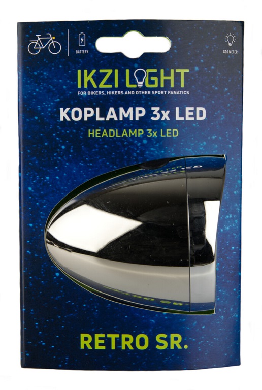 Phare IkziLight Retro 3xLED, chromé Batterie