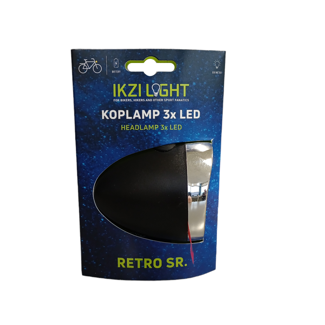 kziLight phare rétro 3xLED, noir Batterie