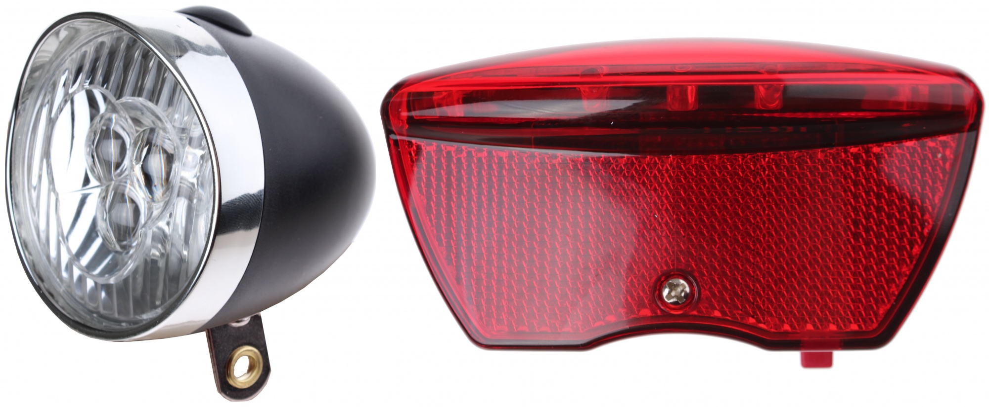 Phare IkziLight Retro 3xLED, noir et réflecteur 5xLED Batterie