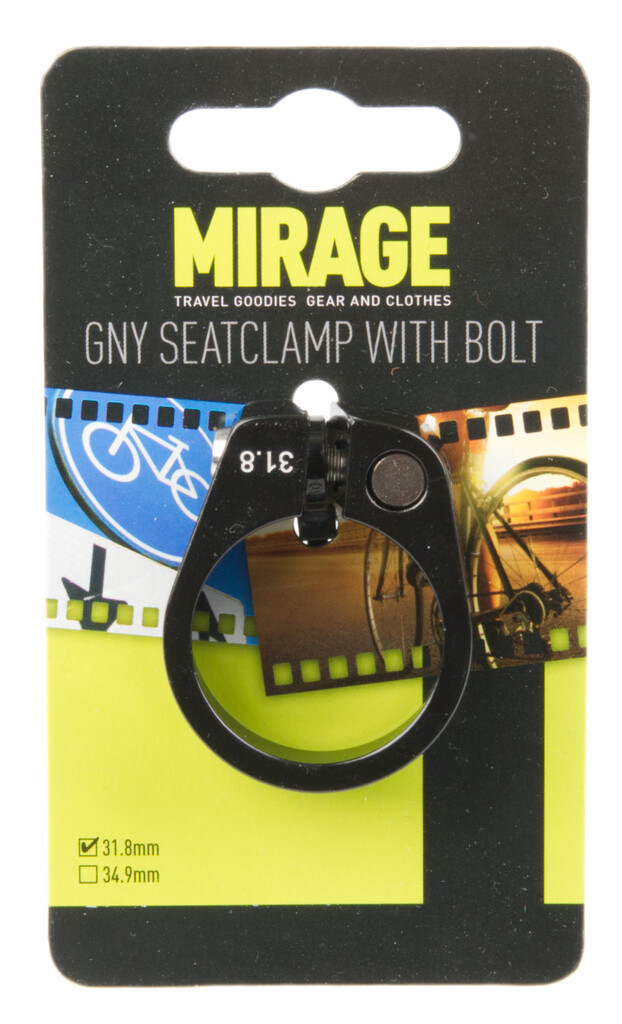 Collier de selle Mirage GNY avec vis, ø31,8 mm, noir