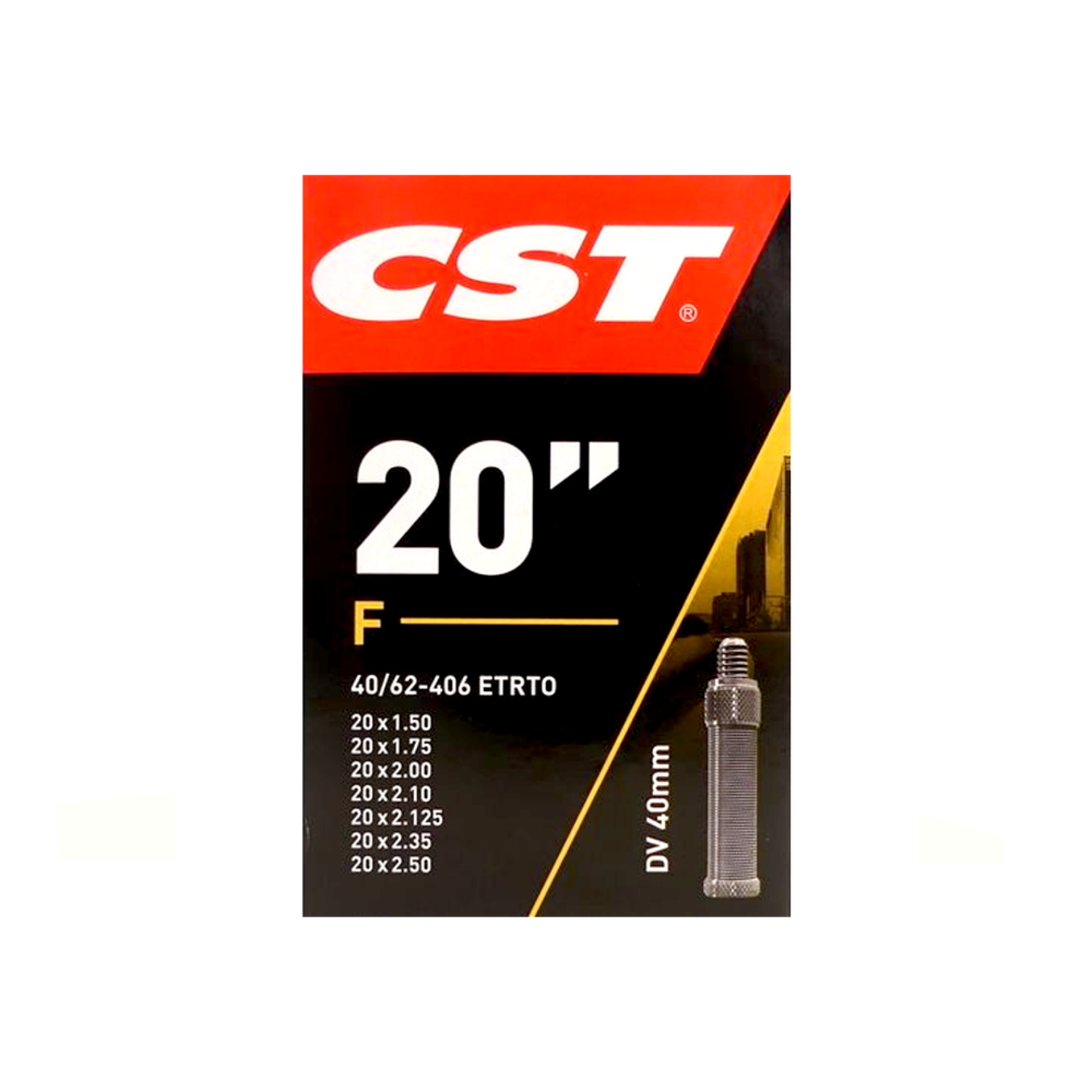 Chambre à air CST 20x1,75/2 ETRTO 40/62-406 Combi, Valve : Dunlop blitz/Holland 40mm