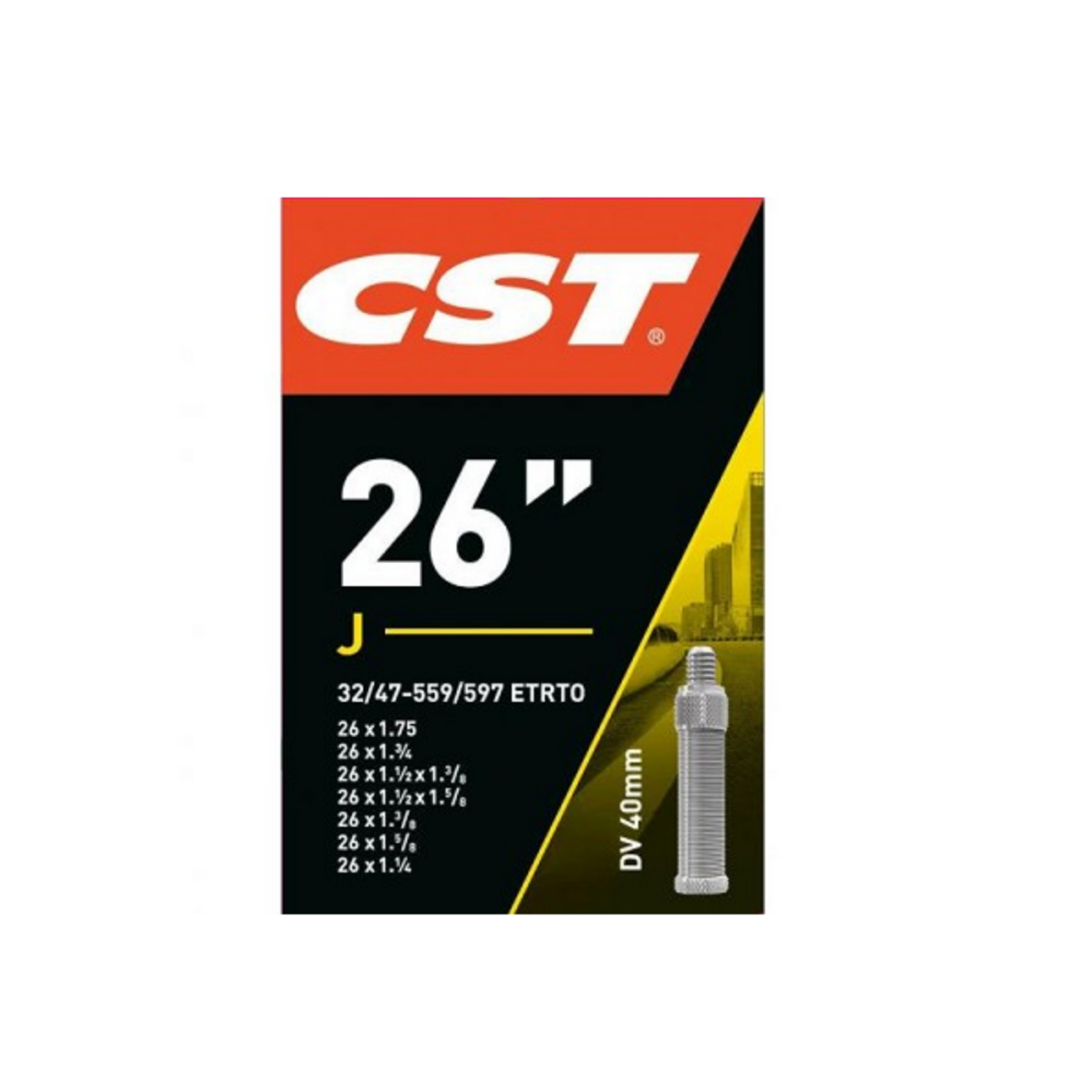 Chambre à Air CST 26x1 3/8 ETRTO 32/47 -559/597, Dunlop Blitz/Hollande 40mm