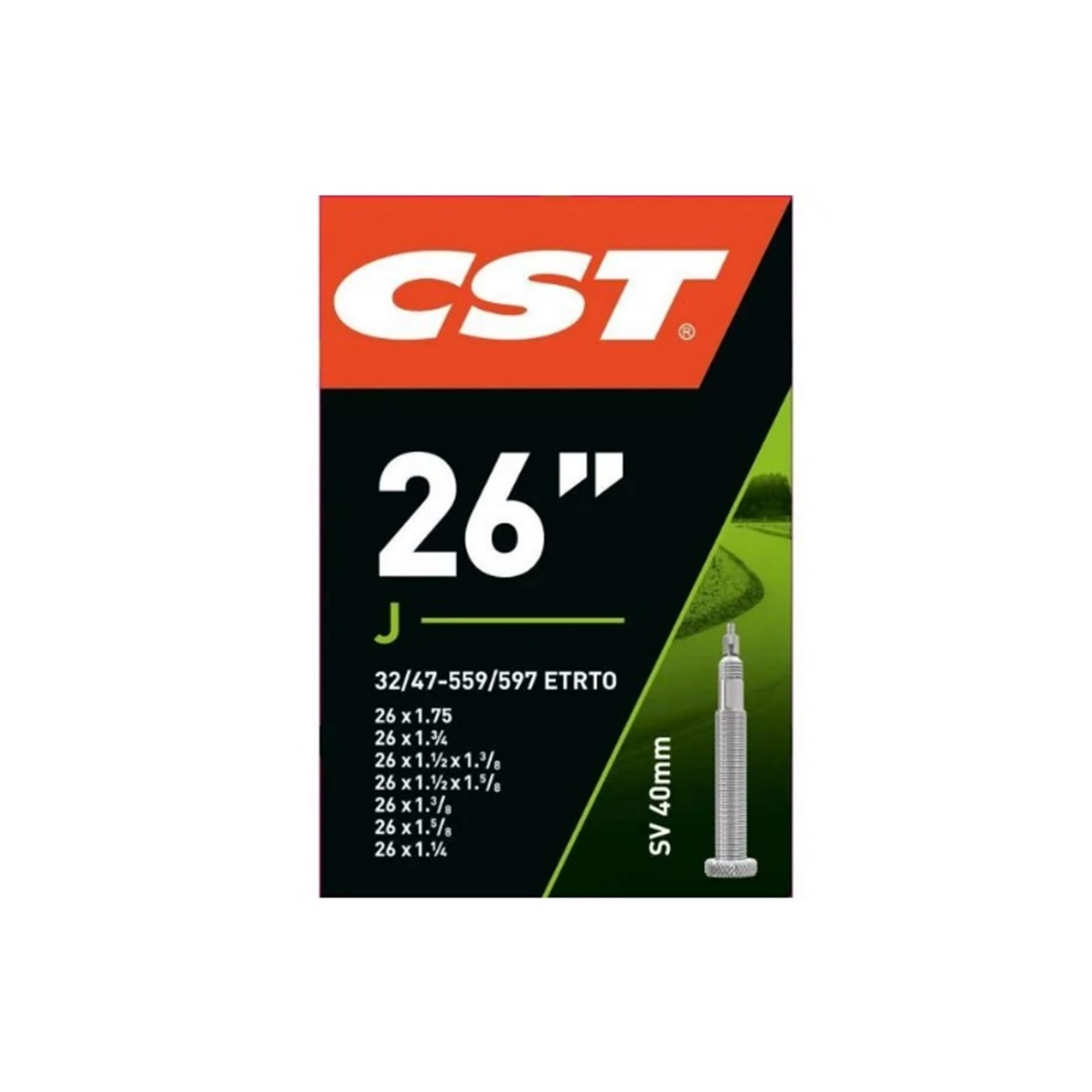Chambre à air CST 26 x1.75-1 1/4 ETRTO 32/47-559/597, Valve : Presta/Français 40mm