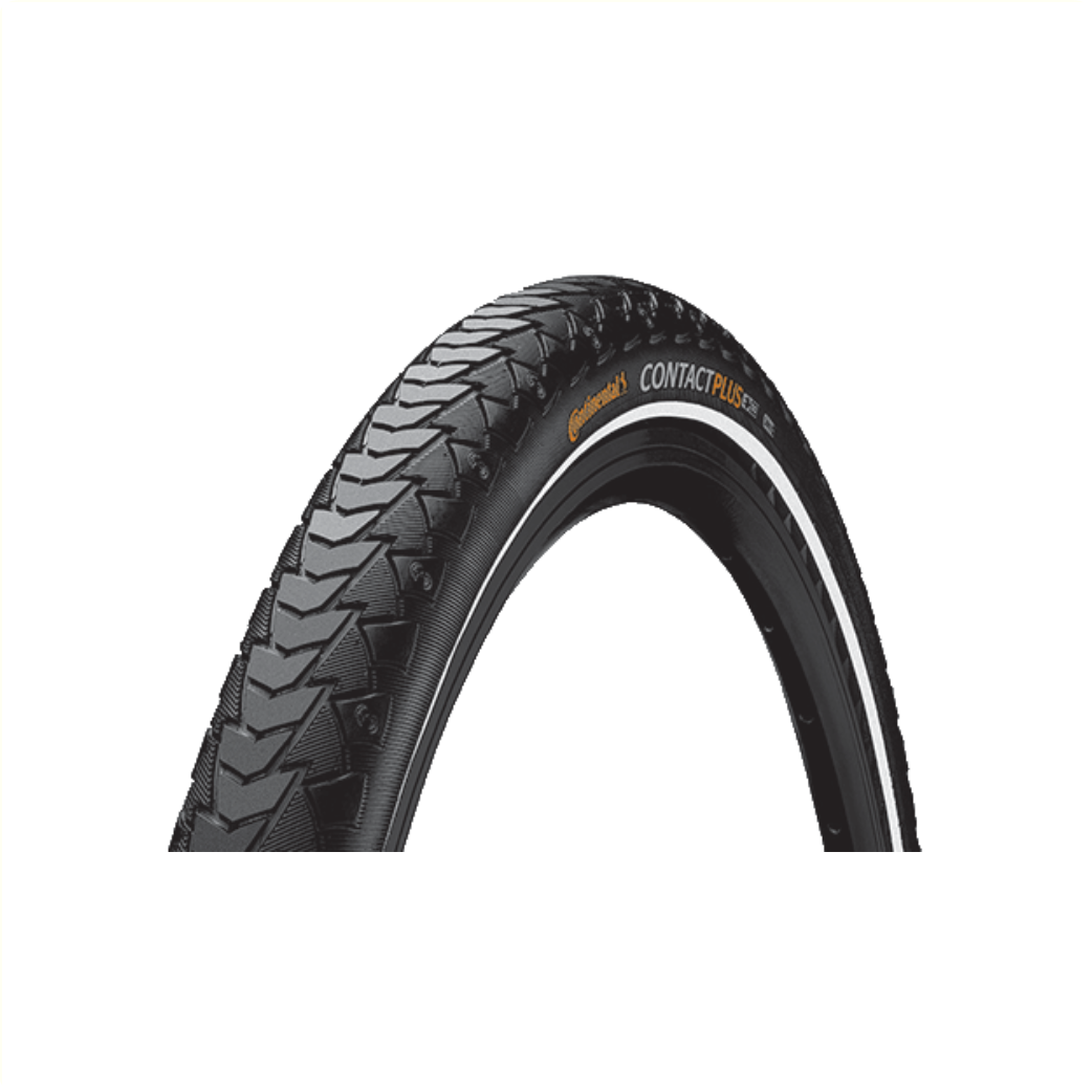 Pneu Continental Contact Plus, noir avec reflet, 28x1 5/8x1 3/8, ETRTO 37-622 (approuvé E-Bike 50 km/h)
