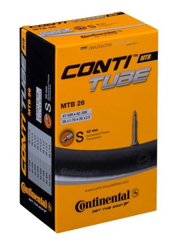 Chambre à air Continental MTB 26, 26x1,75/2,5, ETRTO 47/62-559, valve française/Sclaverand 42 mm