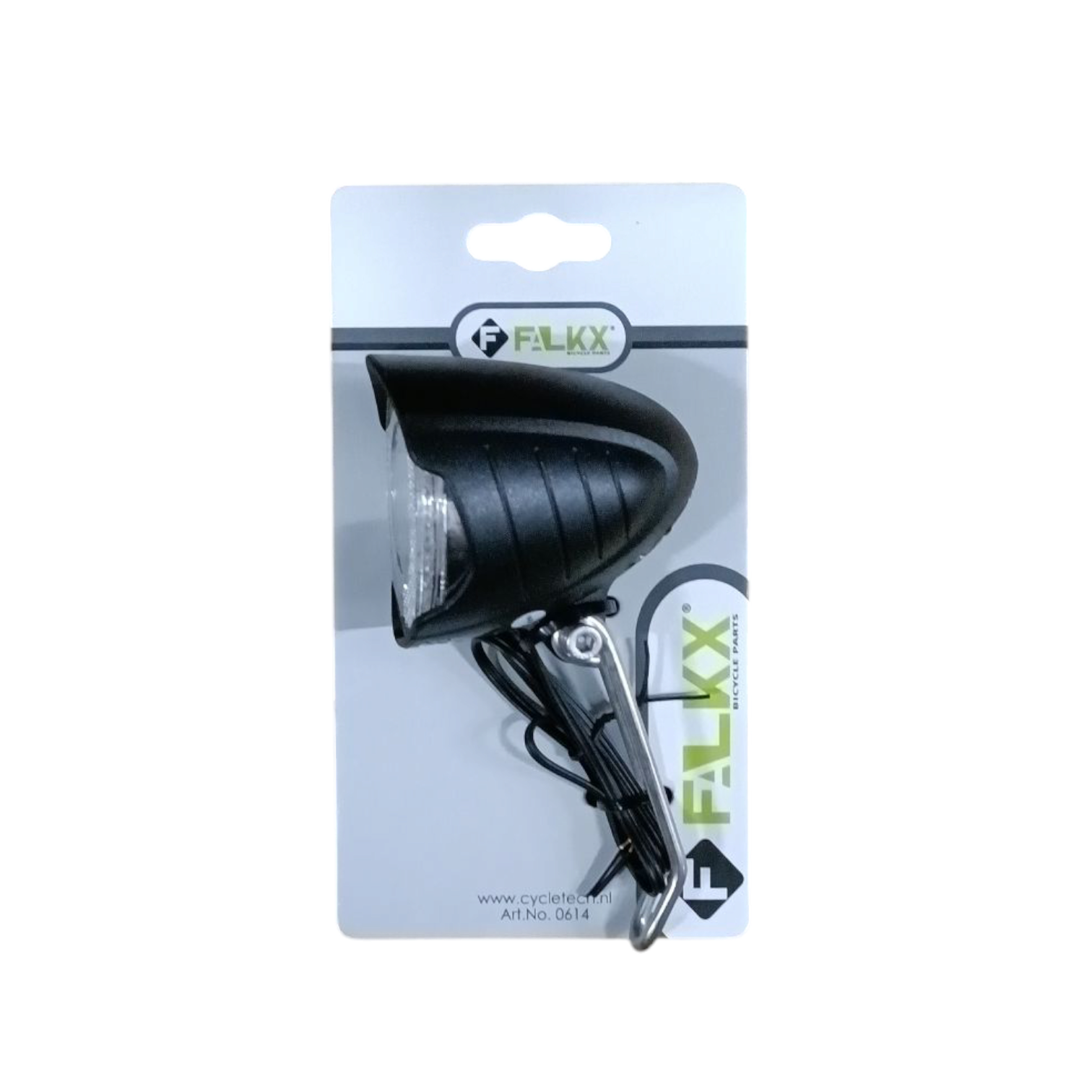 Phare LED FALKX avec support en acier inoxydable Dynamo de moyeu