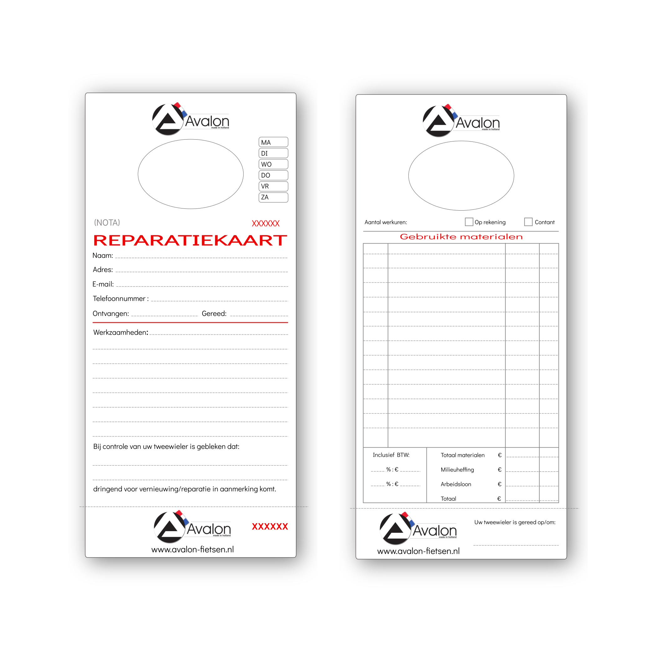 Cartes de réparation Avalon. 250 pièces, numérotées