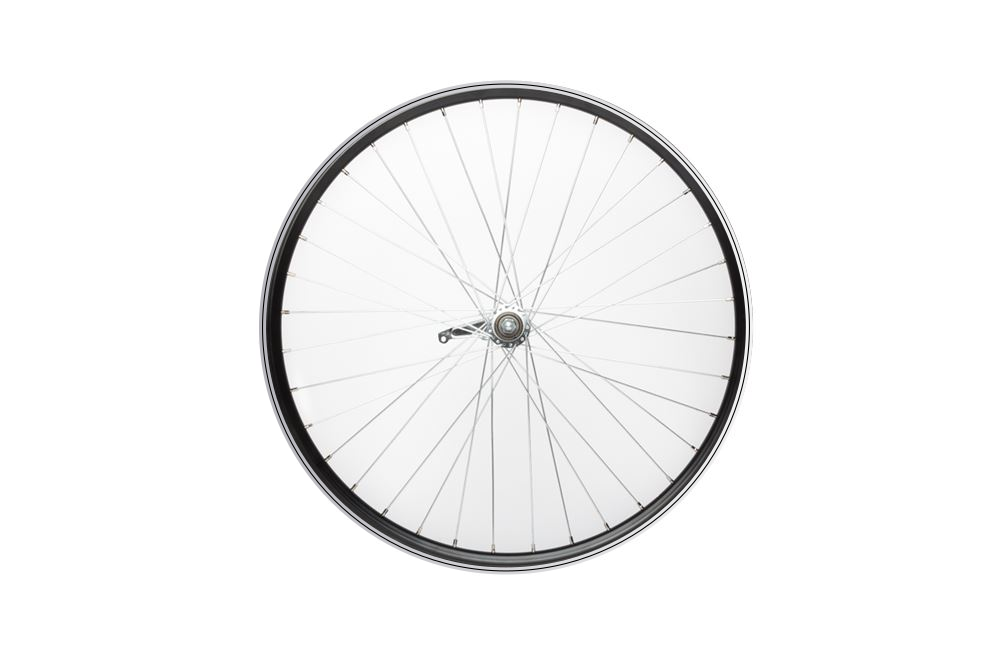 Roue arrière 28x1 5/x1 3/8 Jante haute aluminium noire Moyeu de frein KT Surfaces de freinage au sol.