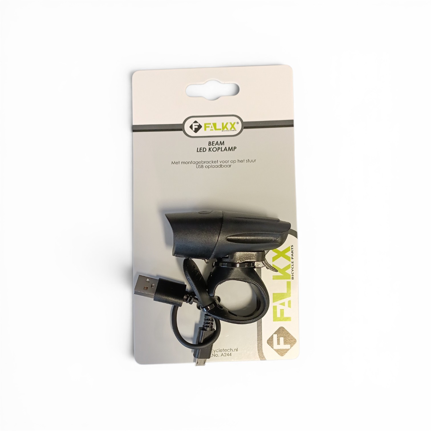 FALKX fiets koplamp, USB oplaadbaar inclusief stuur bracket