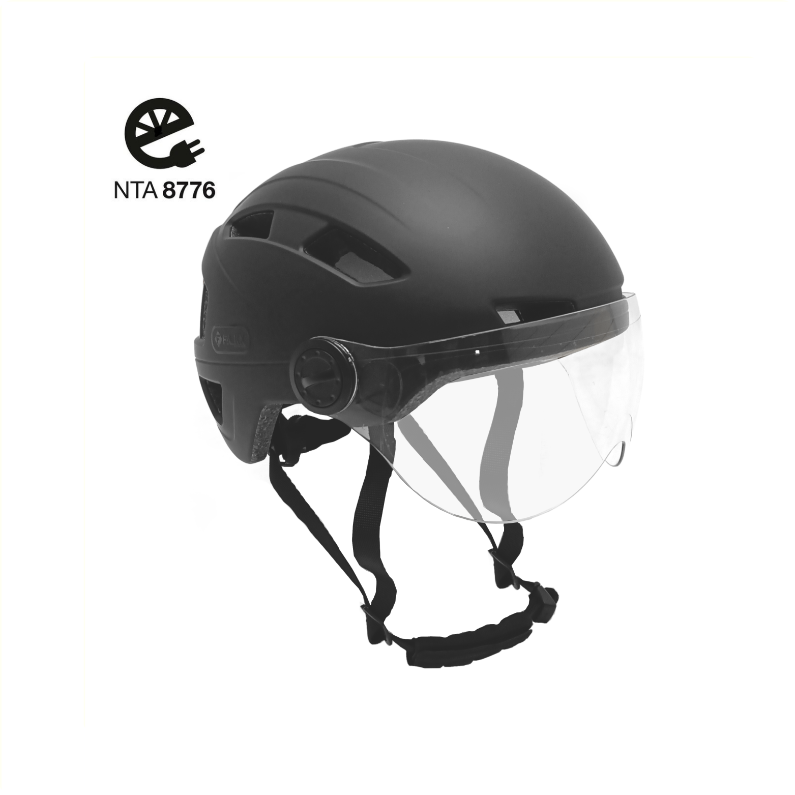 Casque FALKX avec visière, taille S 51-54cm noir mat. Approuvé NTA 8776.