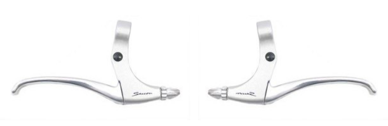 Jeu de leviers de frein Saccon. Aluminium, argent