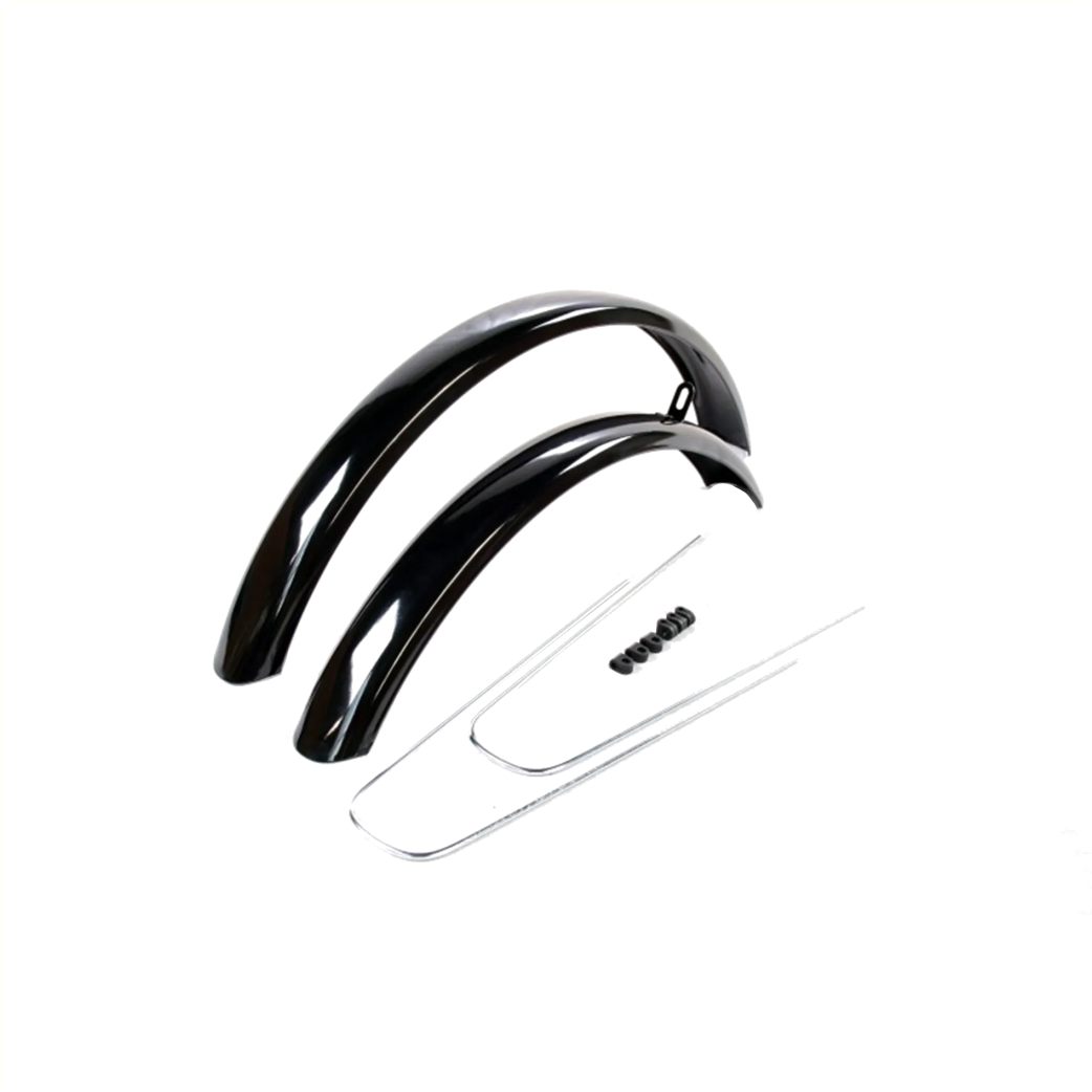 Spatborden 24x1,75 staal, zwart. Voor en achter. inclusief stangen