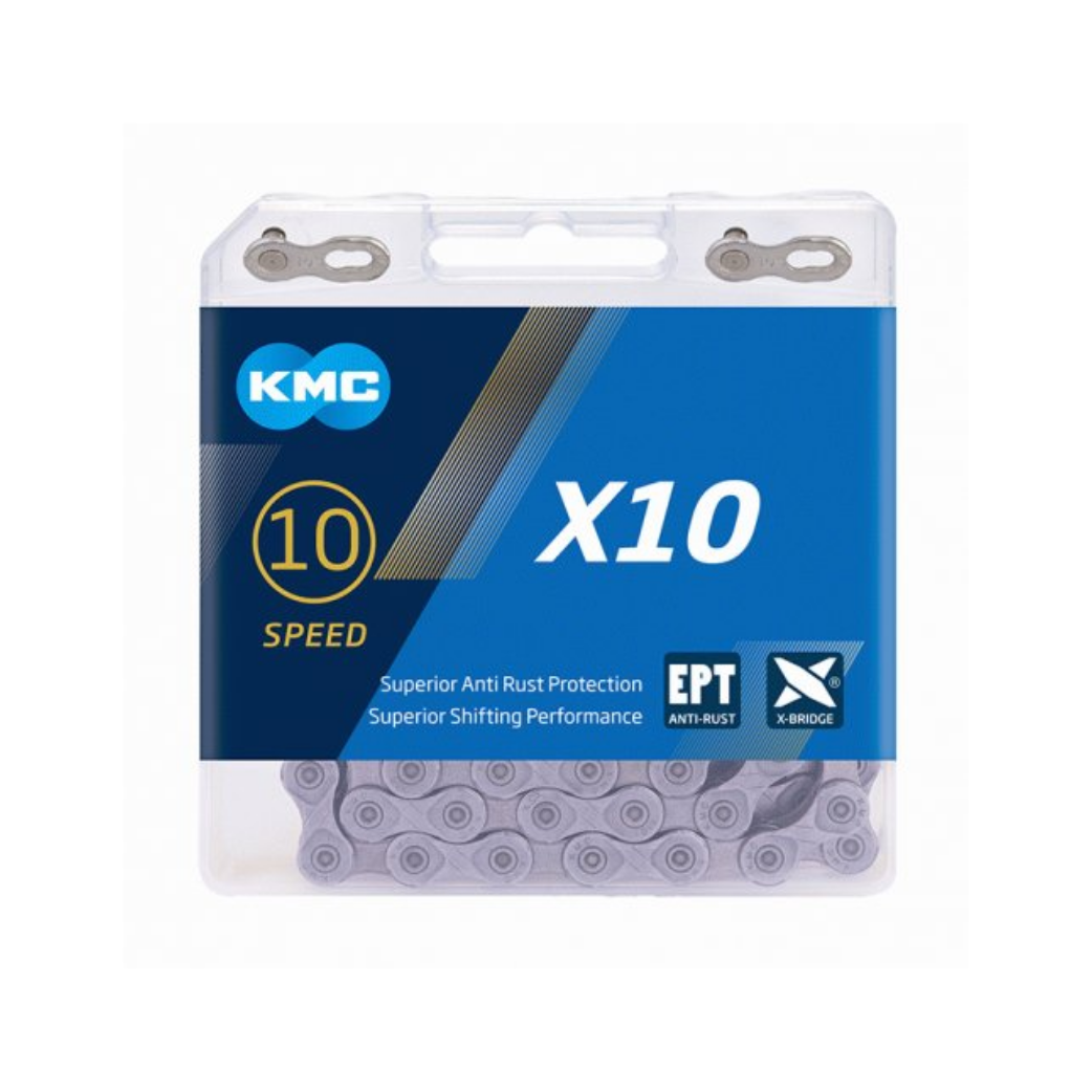 Chaîne KMC X10 argent, EPT, 1/2x1128, 10 vitesses. antirouille