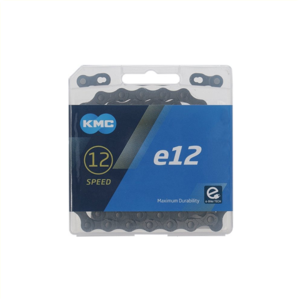 Chaîne KMC e12 blacktech, 1/2x11/128, 130 maillons, axe 5.2mm, 12 vitesses