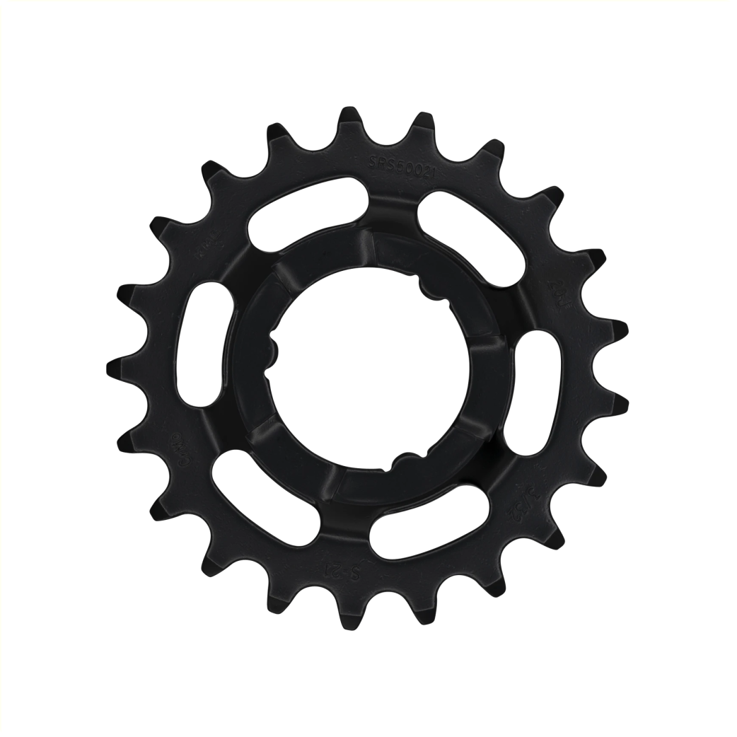 Pignon KMC 21T Shimano, pour moyeux à vitesses Shimano. 1/2x3/32. acier chromé trempé, noir
