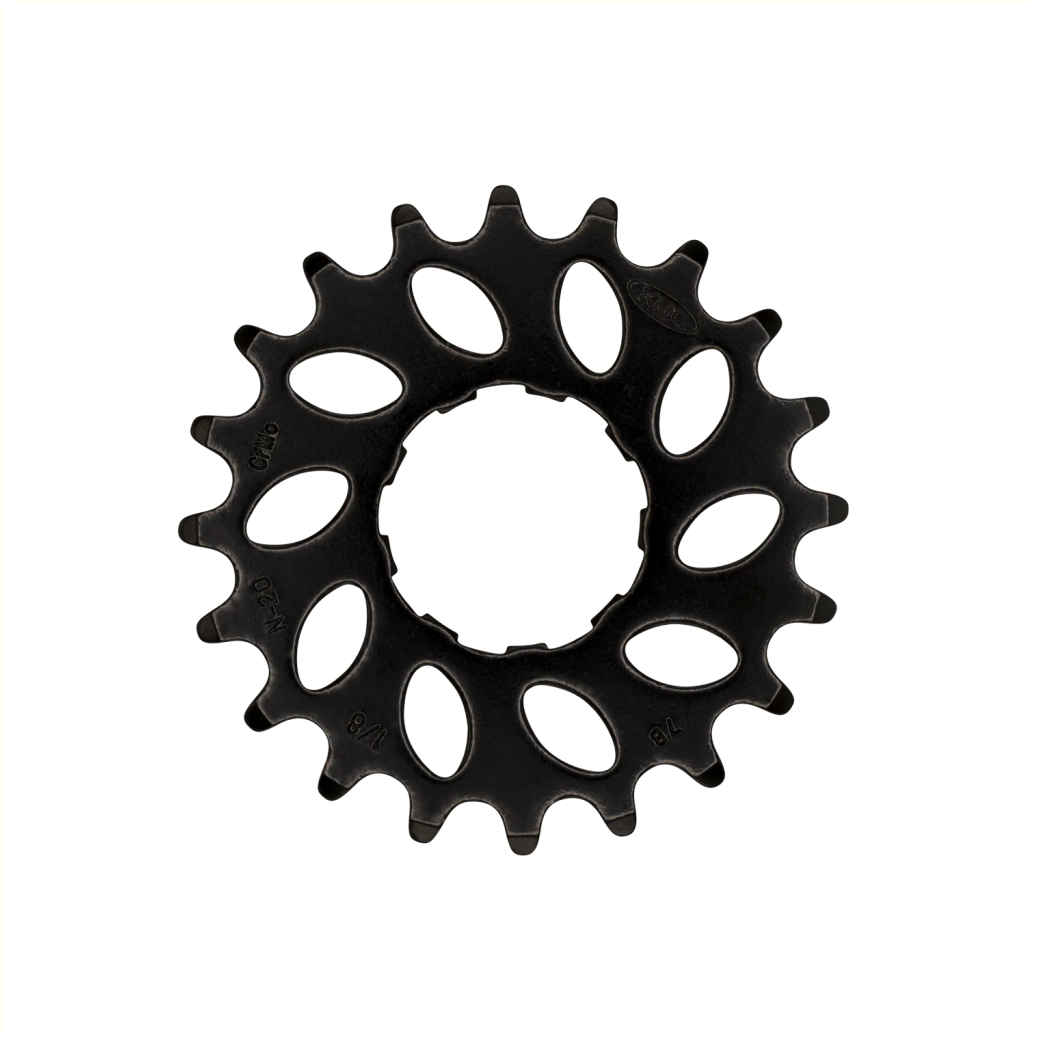 Couronne arrière étroite KMC Enviolo 20 dents en forme de R. Chromoly noir 1/2 x 1/8. Pour moyeux à vitesses intégrées Enviolo.