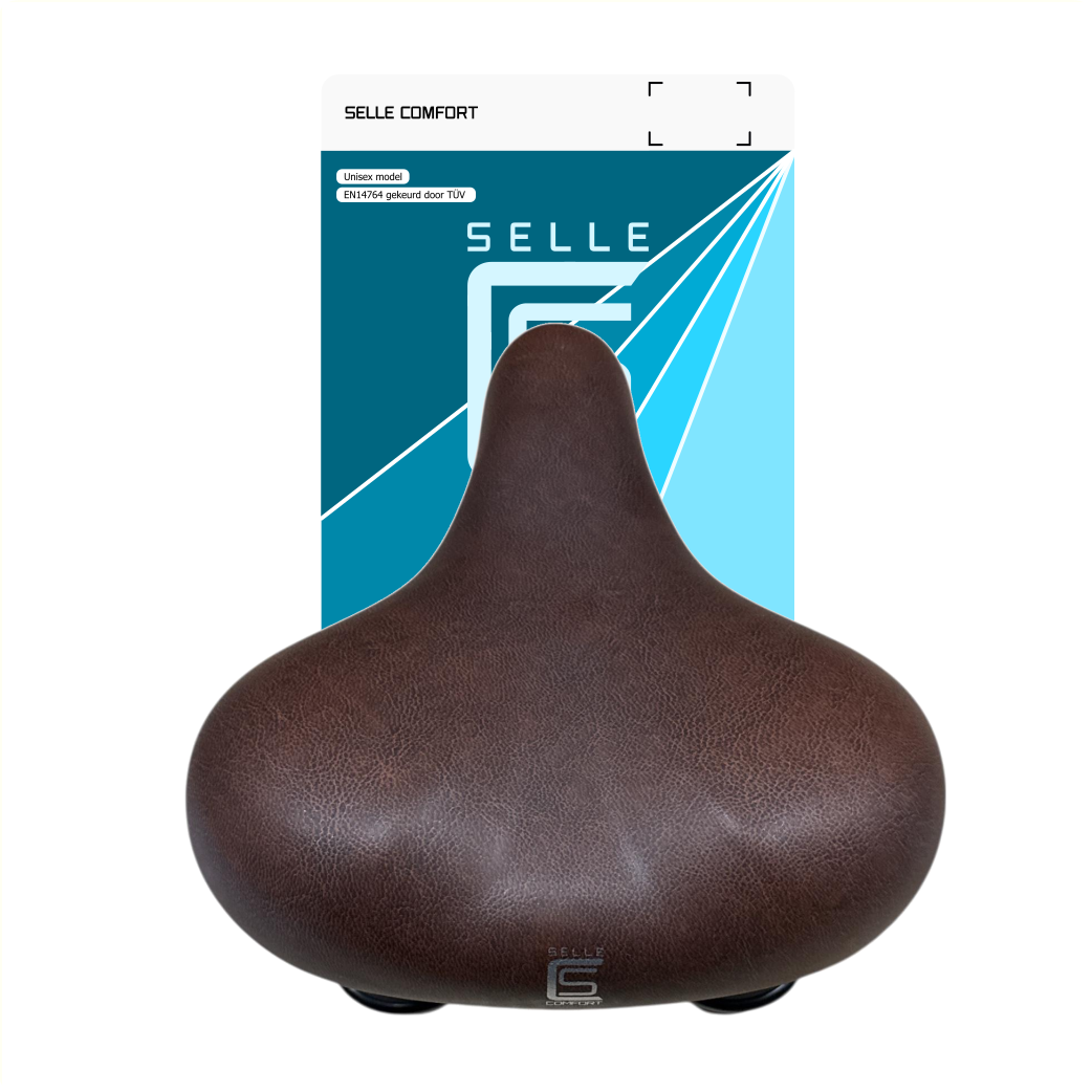 Selle Selle Comfort, Retro marron moyen. Scellé sous vide avec ressorts suspendus, sans élingue
