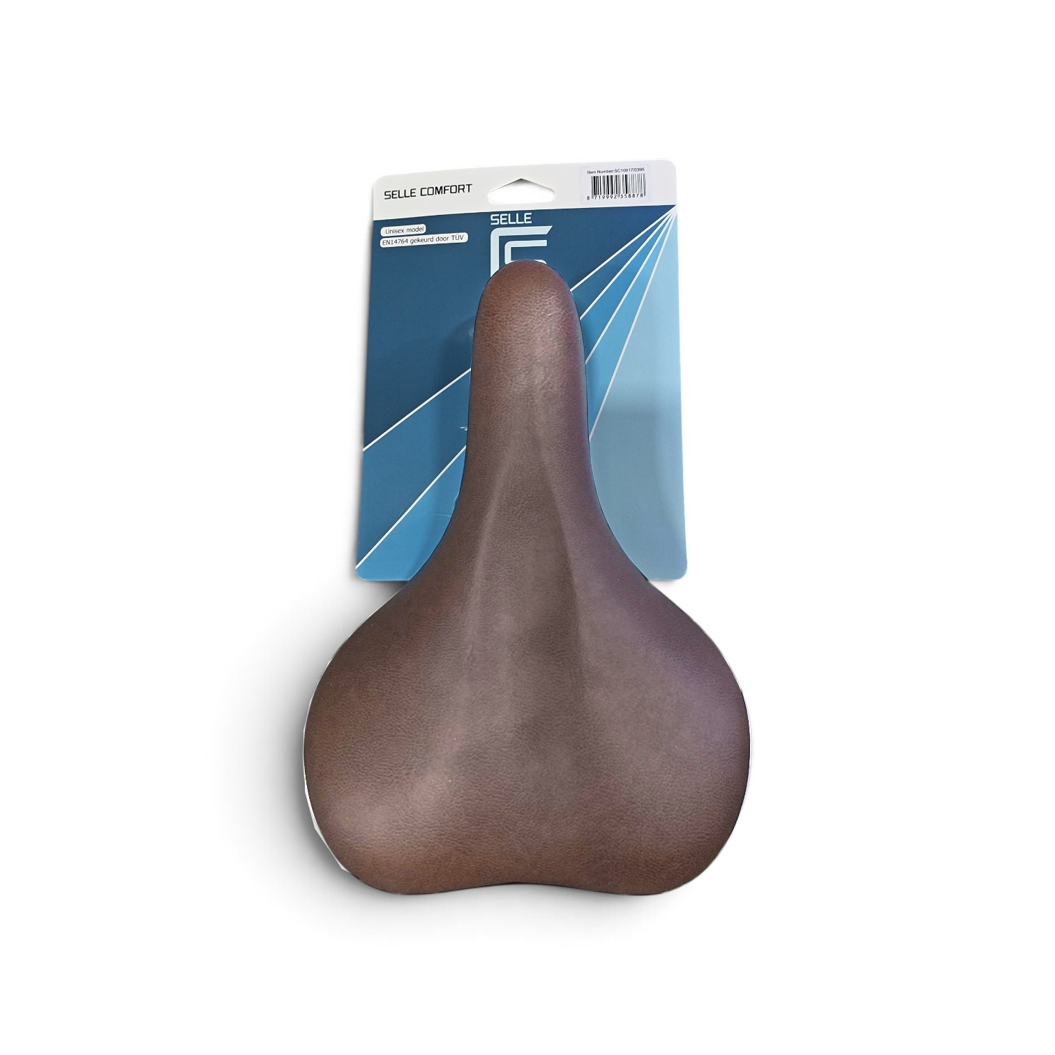 Selle Confort Ride. Marron avec pare-chocs blancs, sans nœud coulant