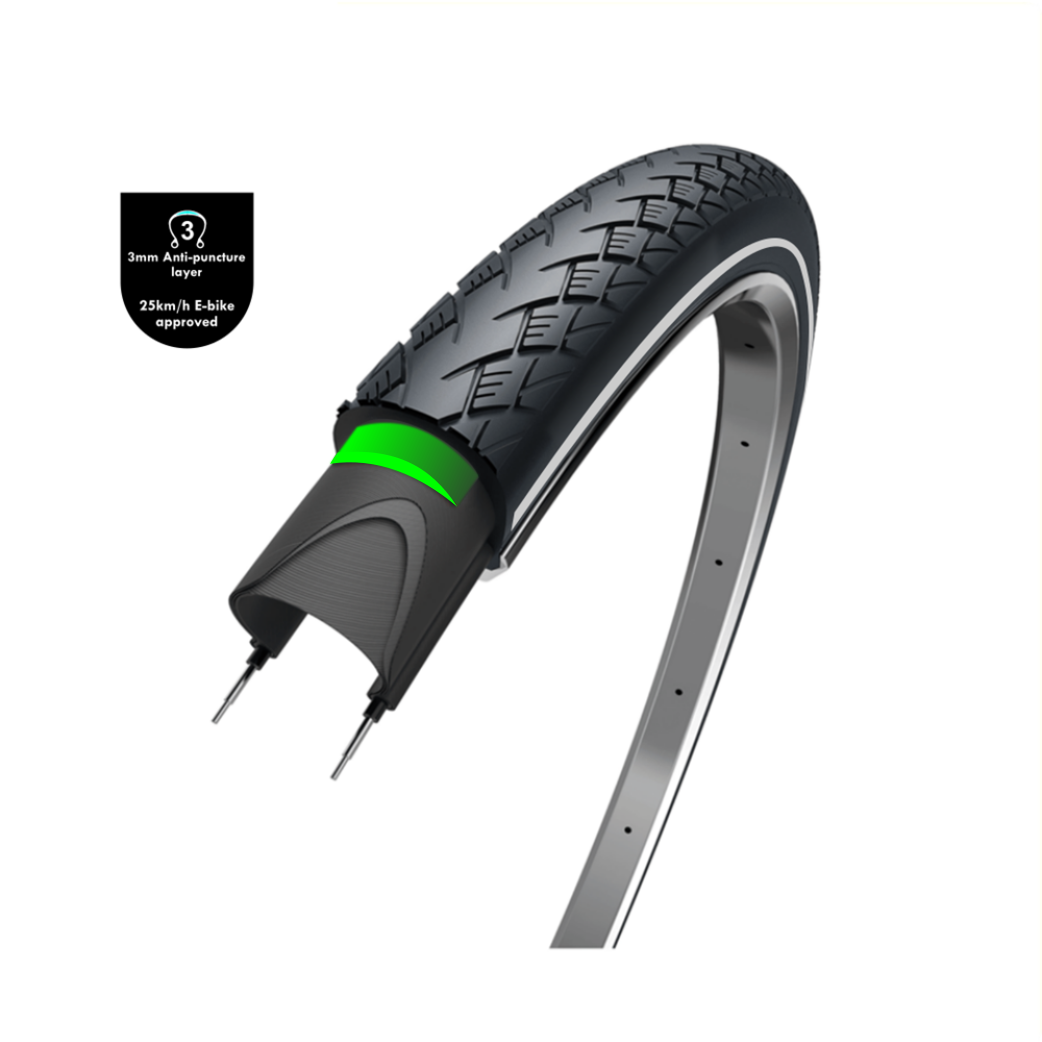 WOLFF Metro Elite (couche anti-crevaison 3 mm), noir avec reflet, 28x1 5/8, ETRTO 37-622