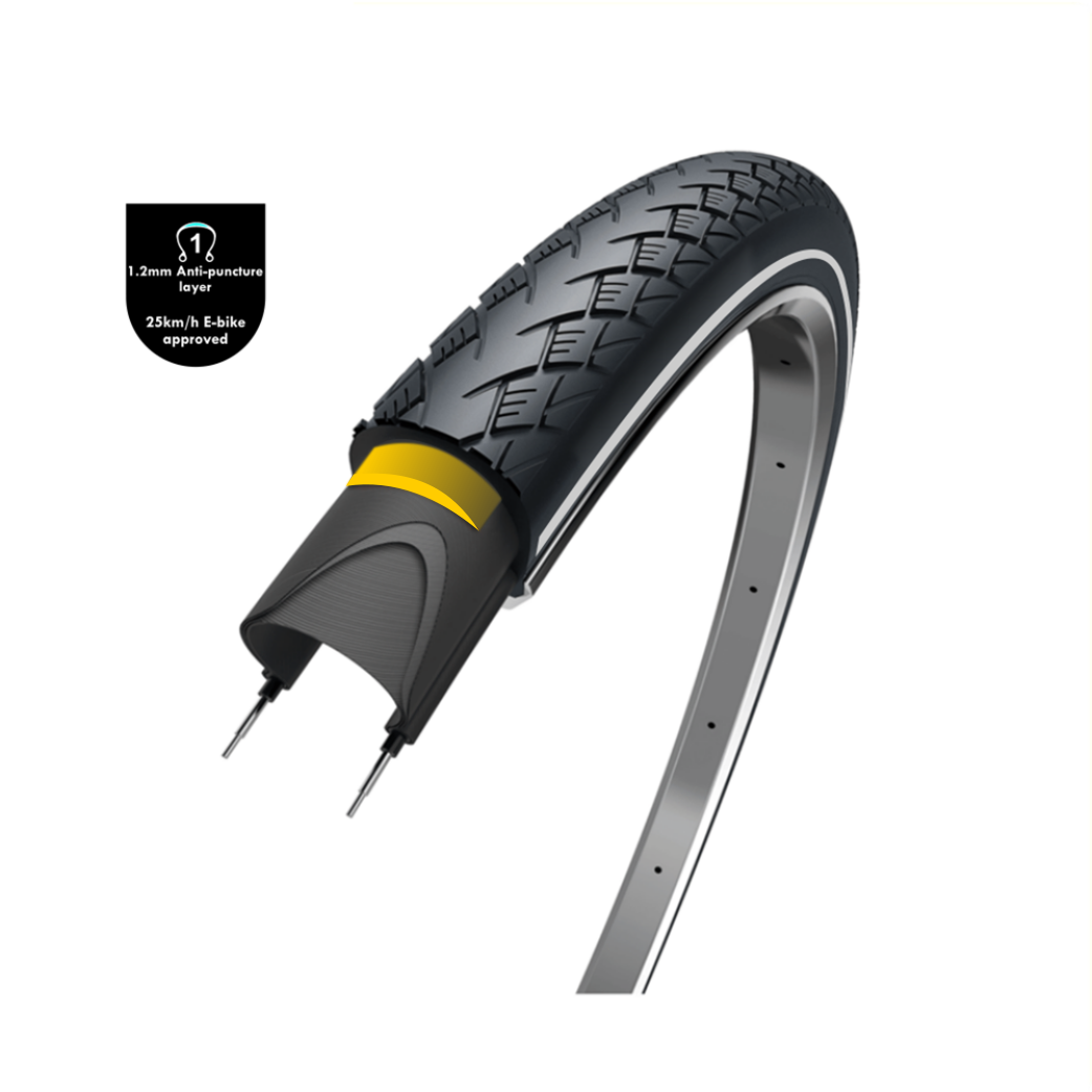 WOLFF Metro Elite (1.2mm anti-leklaag), zwart met reflectie,  28x1 5/8x1 3/8 ETRTO 37-622