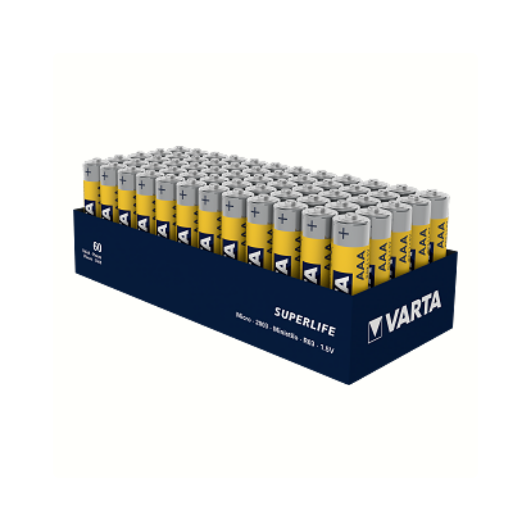 Piles Varta AAA Superlife Zinc-Carbone par 48