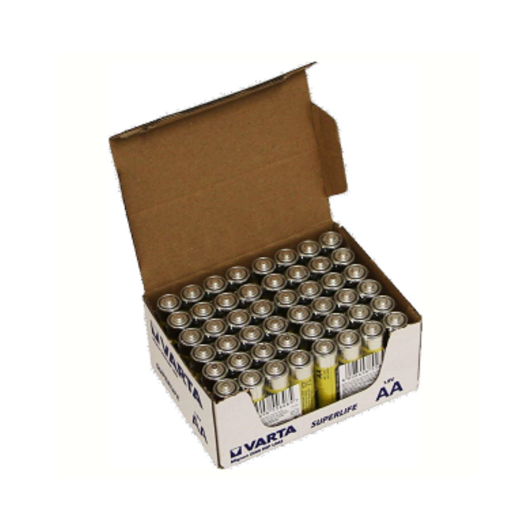 Piles Varta AA Superlife Zinc-Carbone par 60