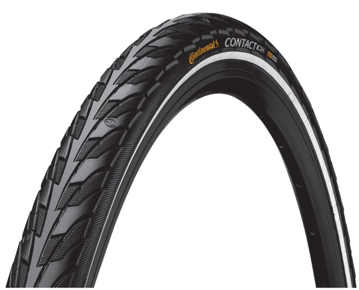Pneu extérieur Continental Contact, noir/naturel avec reflets, 28x1.60 ETRTO 42-622 (homologué pour vélos électriques jusqu'à 25 km/h)