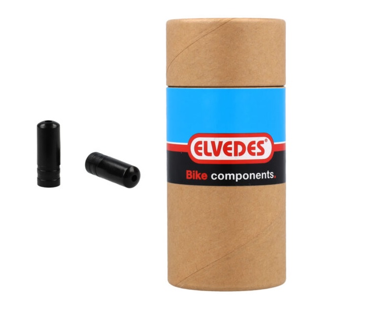 Embouts de câble Elvedes en PVC noir de 4,3 mm. 100 pièces en tube.