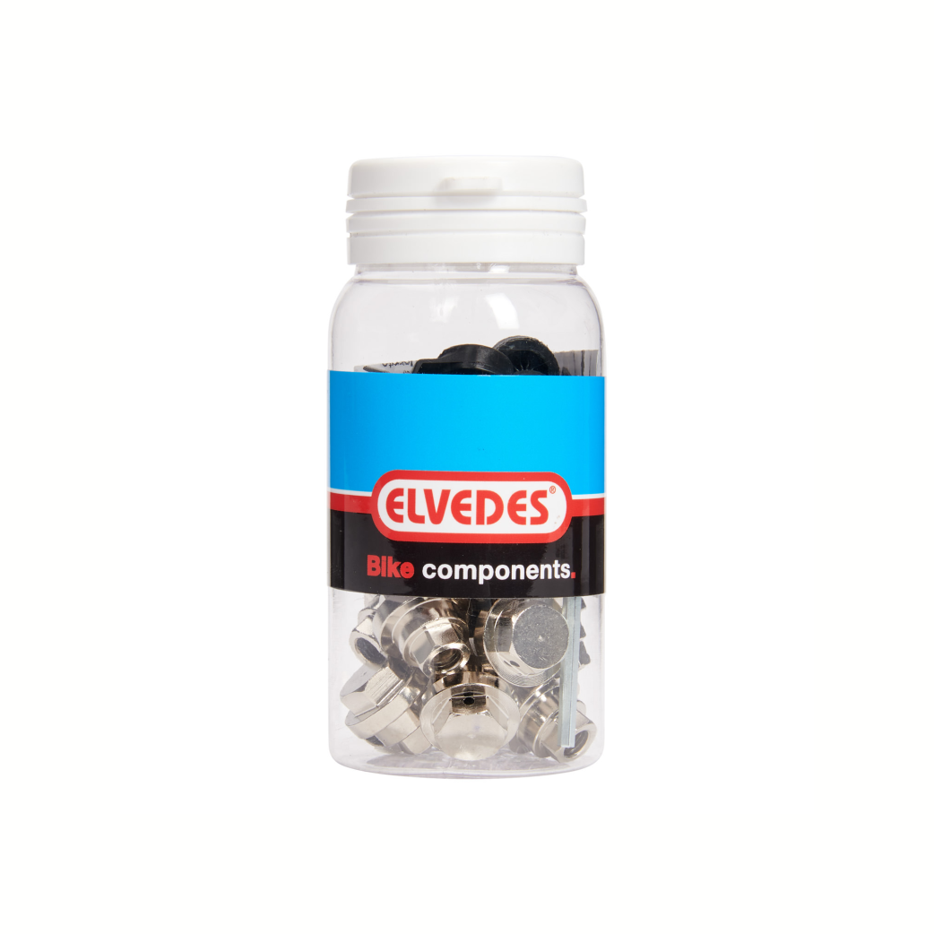 Boulon de serre-câble Elvedes pour frein à rouleaux BR-IM85/81/80/55/45 avec capuchon. 15 en pot. Convient pour l'avant et l'arrière