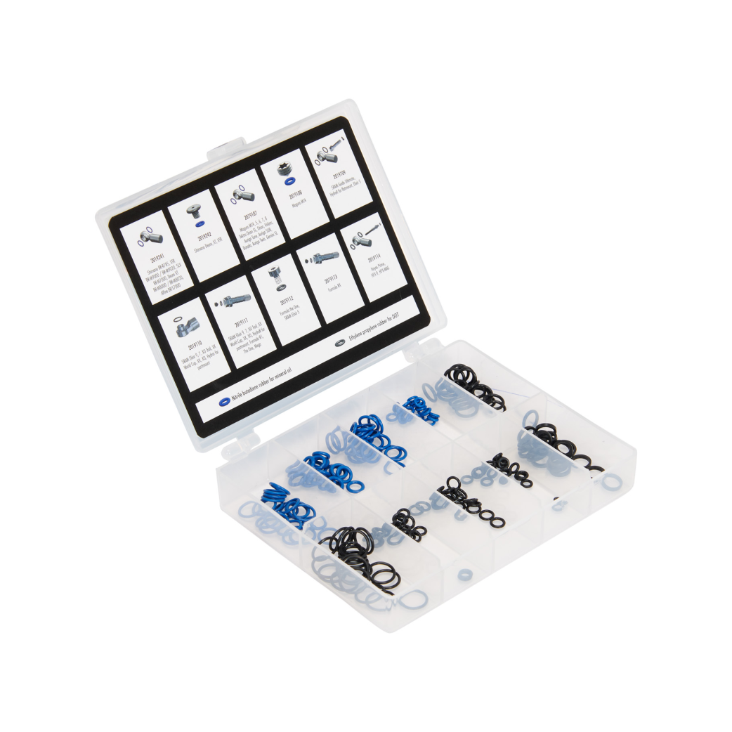 Gamme de joints toriques Elvede pour leviers et étriers de frein. 200 pièces