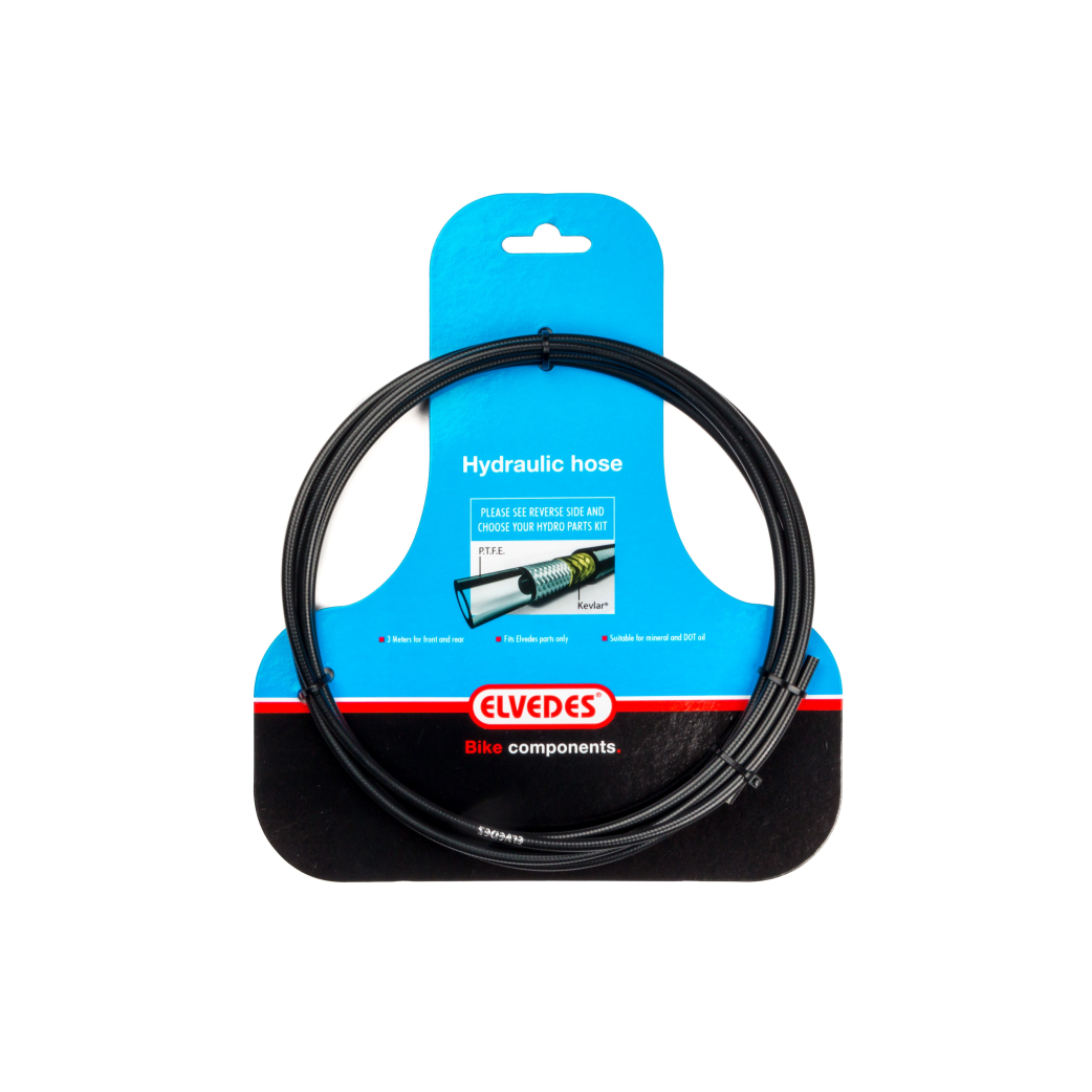 Tuyau de frein hydraulique Elvedes 3 mètres noir. Pour DOT et huile minérale.