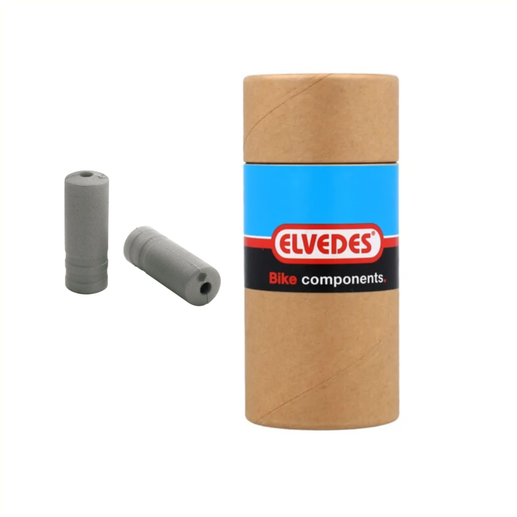 Embouts de câble Elvedes 5,0 mm en PVC argenté. 100 pièces en tube.