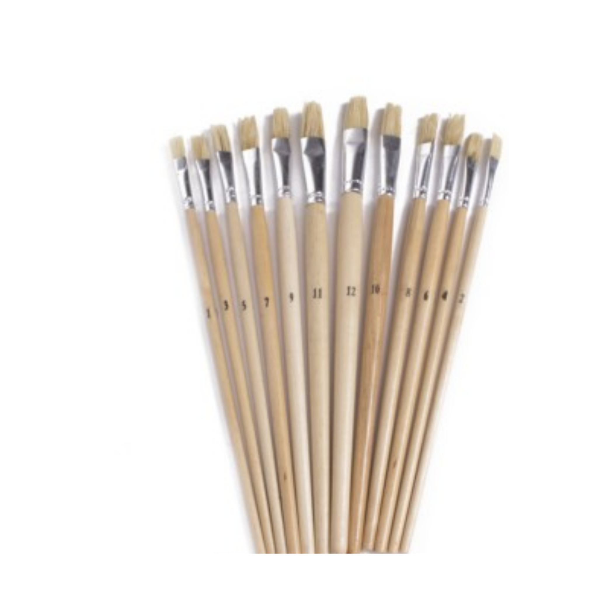 Jeu de pinceaux 12 pièces plats, taille 1 à 12