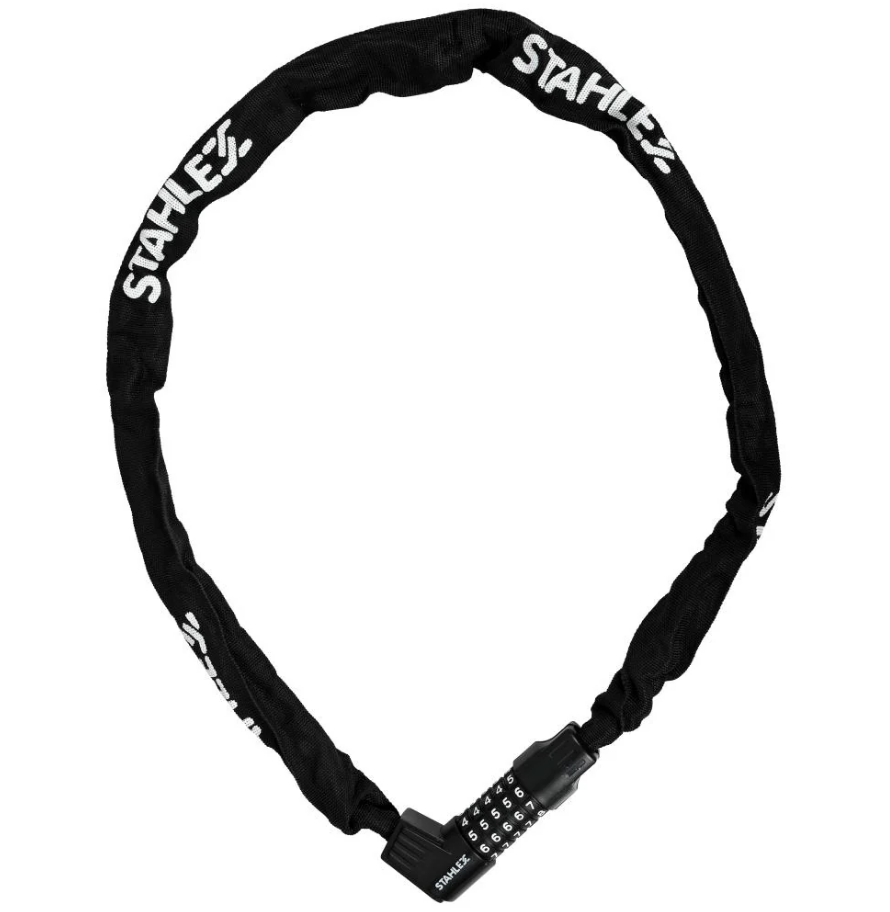 Chaîne antivol Stahlex 649 noire, 6x1200 mm, serrure à code numérique