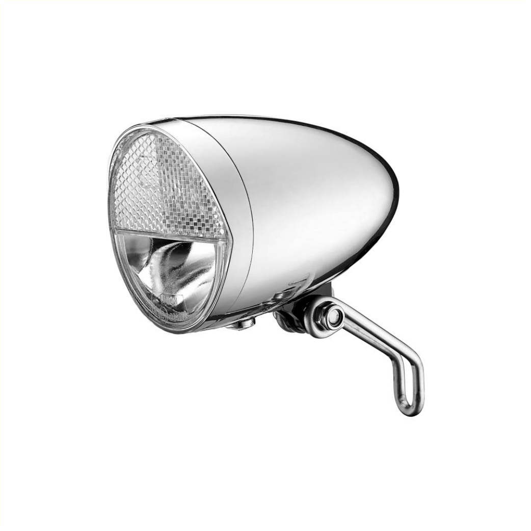 Lampe frontale Union LED Classico Chrome pour vélo électrique (6V-44V) UN4990E, 30 LUX. Homologuée K-1657