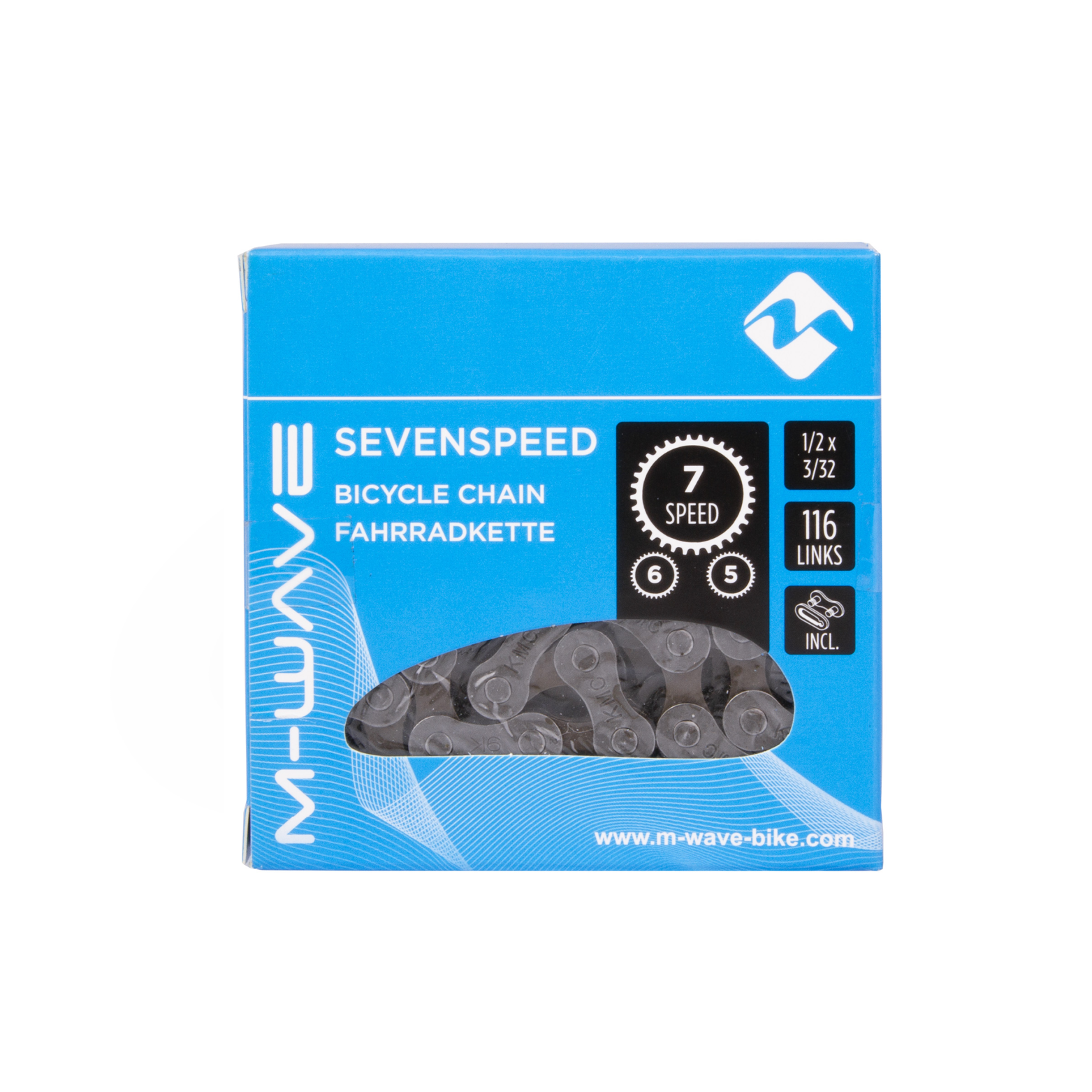 Chaîne M-Wave 5/6/7 vitesses, 1/2x3/32 116L 7,3mm gris/marron