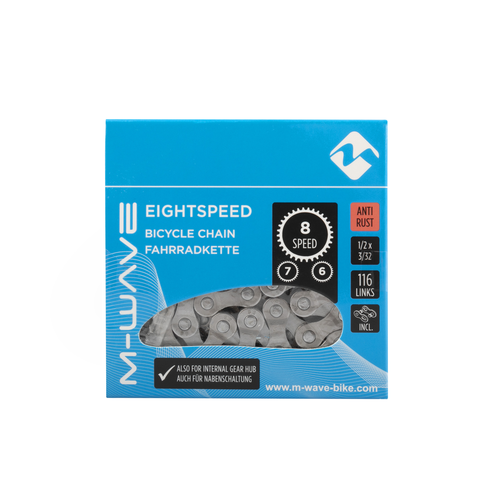 Chaîne M-Wave 5/6/7 vitesses, 1/2x3/32 116L 7,3mm gris/marron