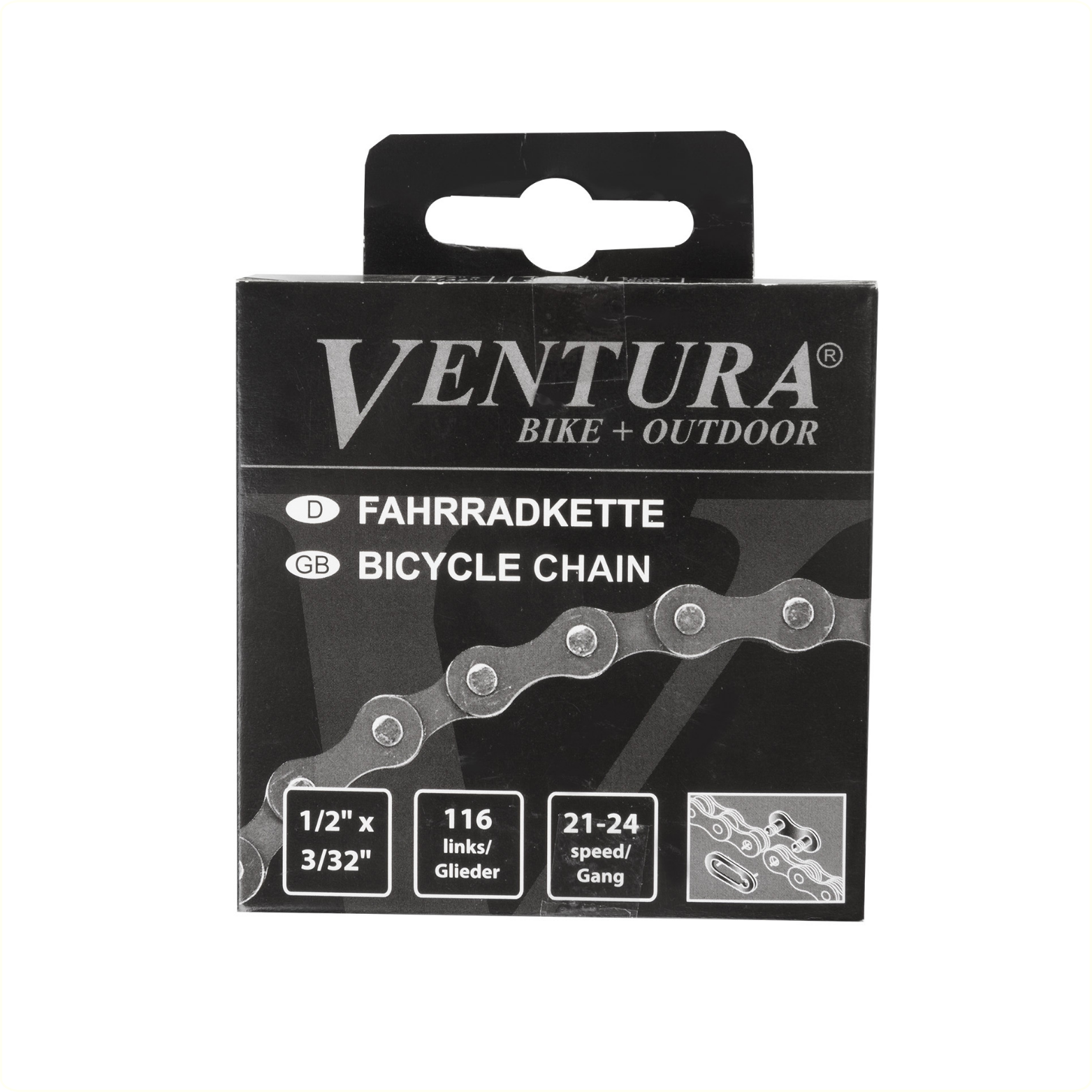 Chaîne Ventura 8 vitesses, 1/2x3/32 116L gris/marron