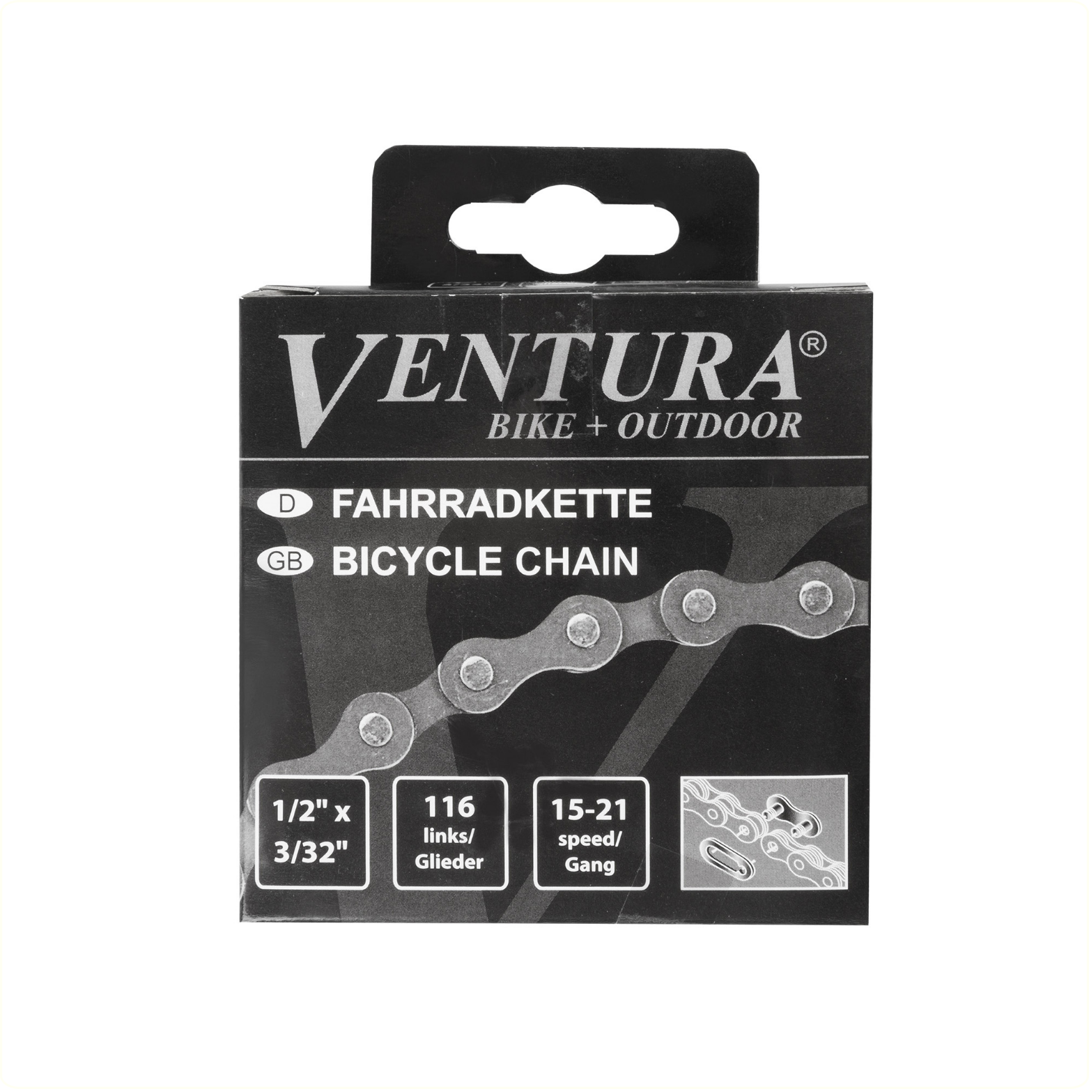 Chaîne Ventura 6/7 vitesses, 1/2x3/32 116L noir/marron