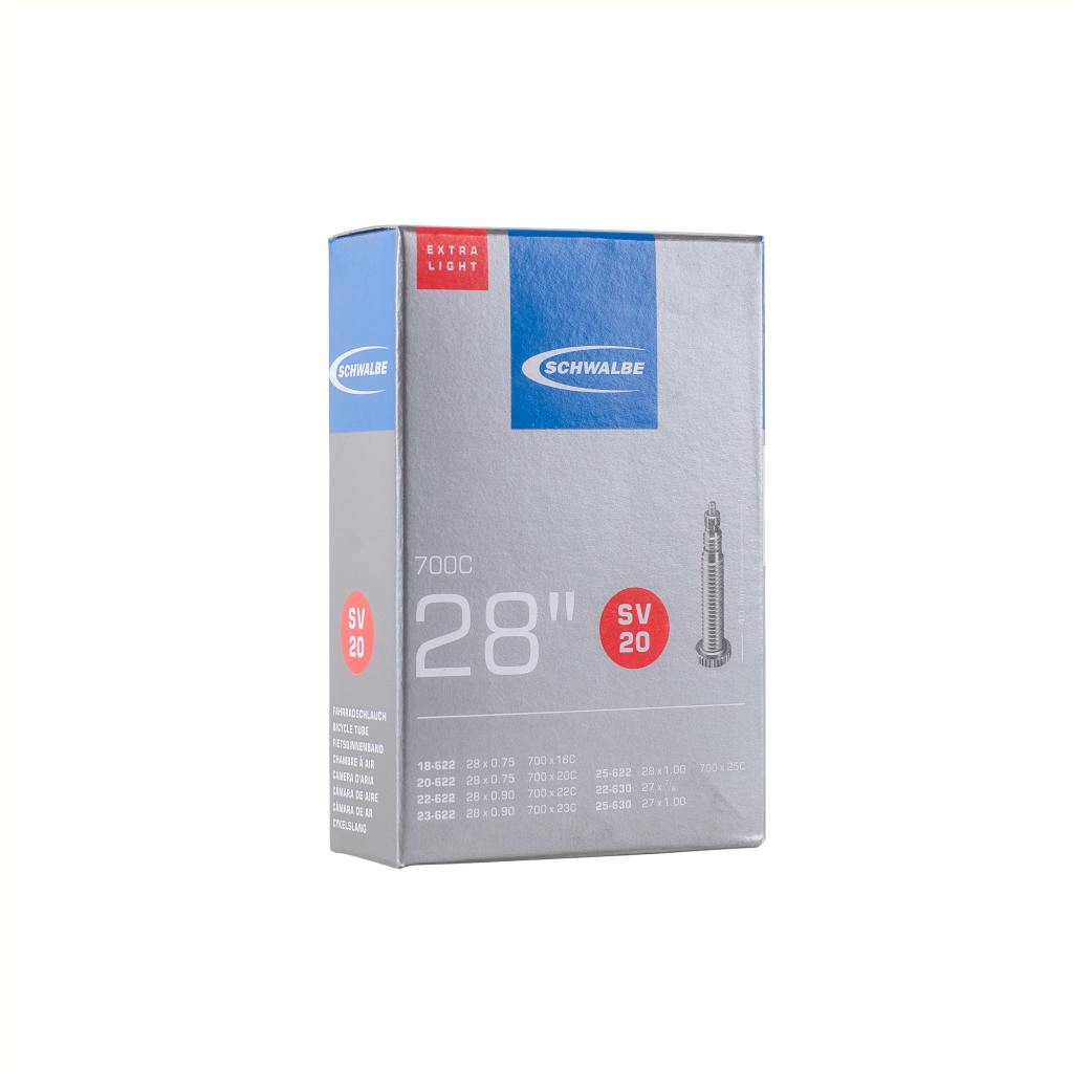 Chambre à air Schwalbe xtra light 28x3/4-1.00, 27/28-1.00 ETRTO 18/25-622, 22/25-630, Valve Presta/Français 40mm SV20