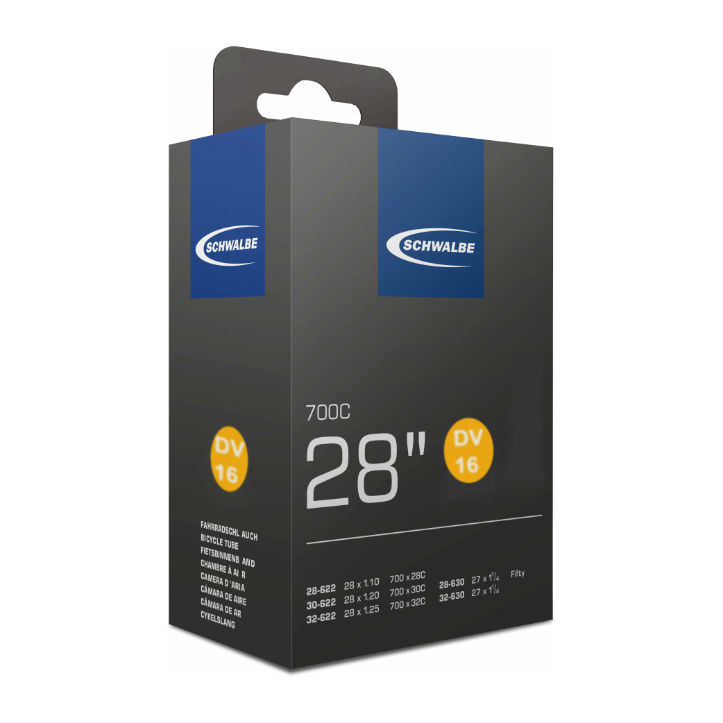 Chambre à air Schwalbe 28/27x1 1/4-1/8, ETRTO 28/32-622/630, Dunlop Blitz/Holland DV16 40mm