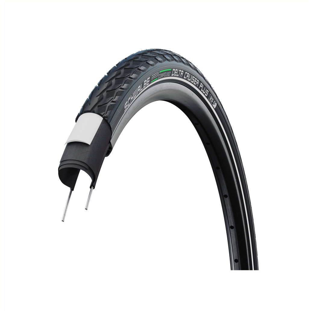 Schwalbe Delta Cruiser Plus (Greenguard 3mm anti-crevaison), Noir avec reflet, 28x1.40, ETRTO 37-622