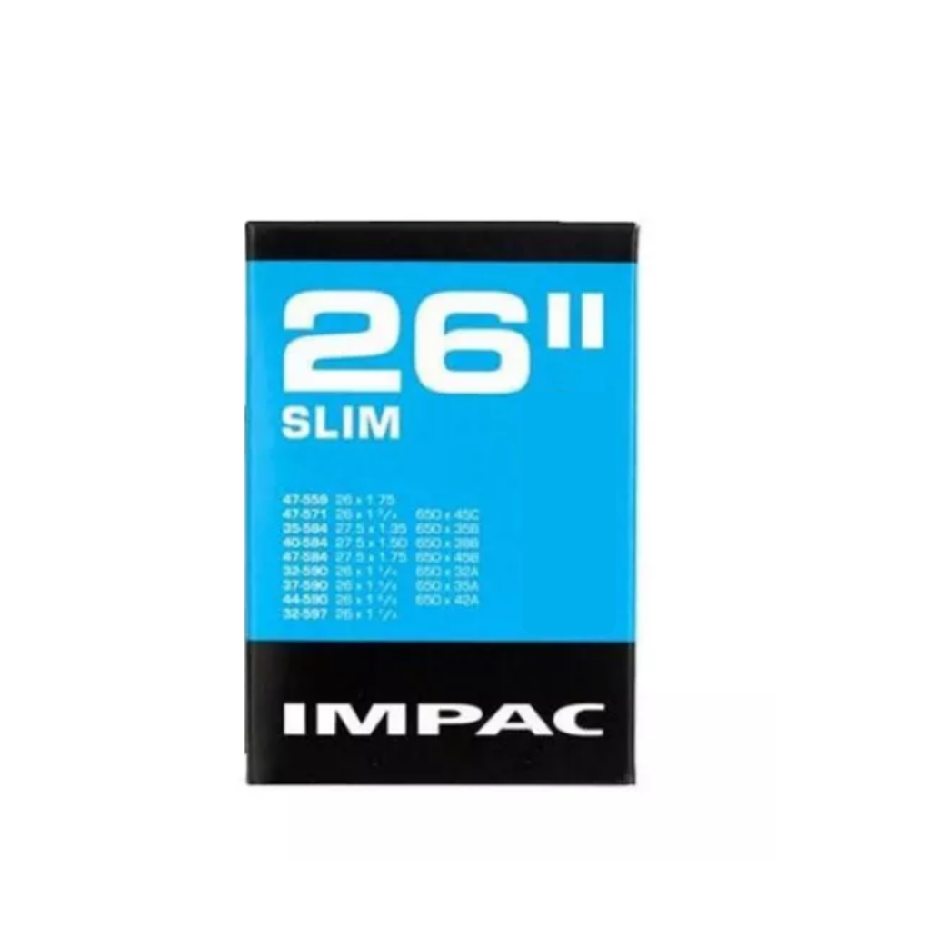 Chambre à air Impac (par Schwalbe) SV26SLIM 26x1.75 - 26 x1 3/8 - 26x 1 1/4 ETRTO 32/47-559/597, Valve : bord sclavar/français 40mm
