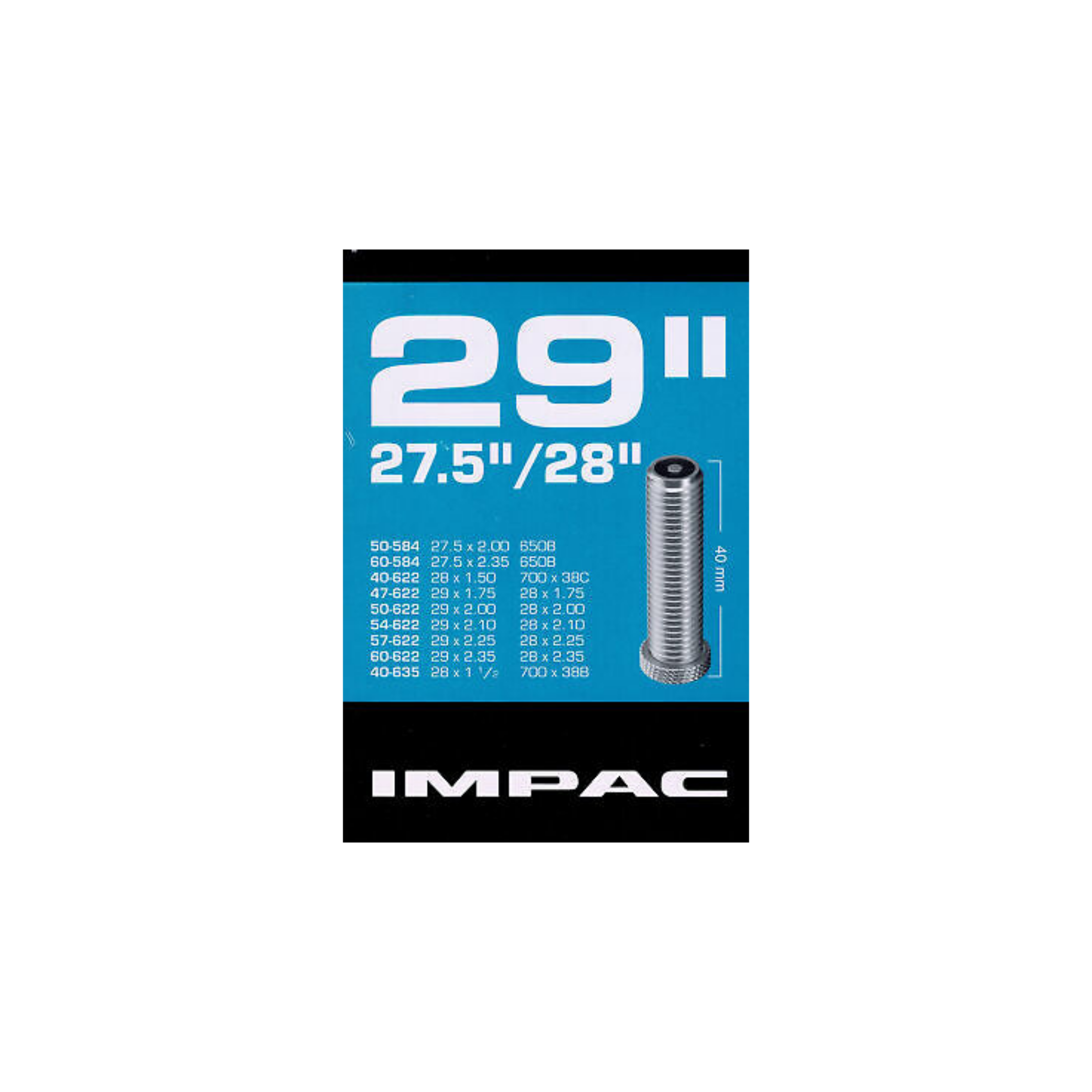 Chambre à air Impac (par Schwalbe) AV29 ETRTO 40/60-584/635 par 1, Valve Schrader/Auto