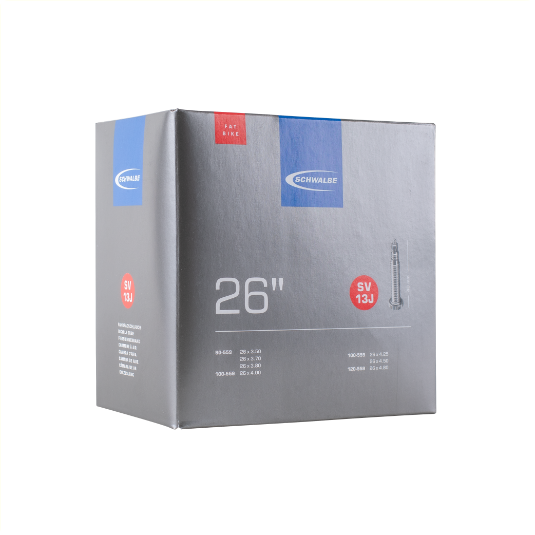 Chambre à air Schwalbe SV13J, Fatbike 26 x 3,50-4,80. ETRTO 90/120-559, Sclaverand/français 40mm