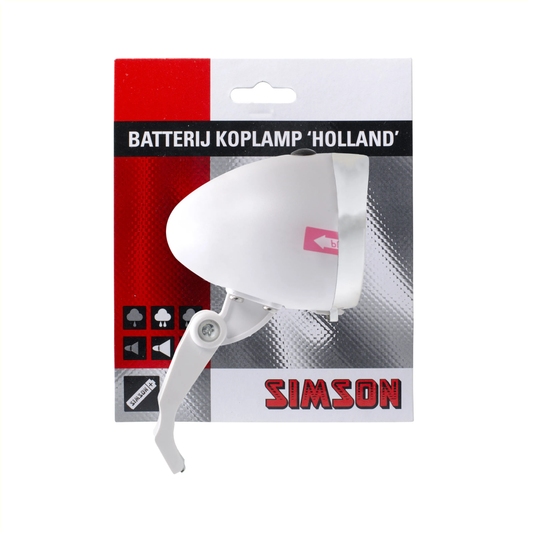 Simson Batterie Phare de fourche "Holland" 3 LED blanc