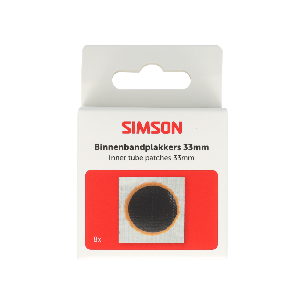 Patchs pour chambre à air Simson 33 mm. par 8 sur blister