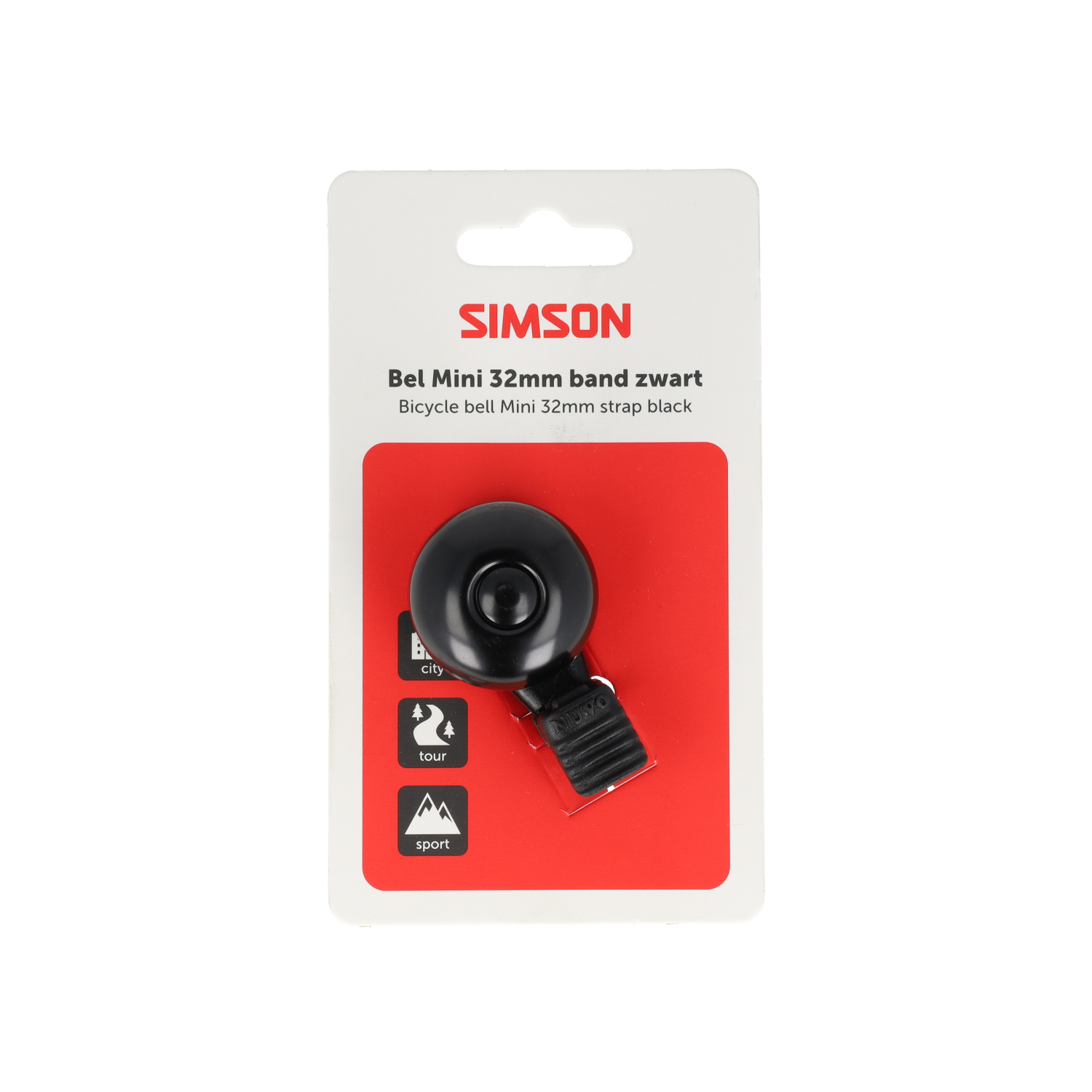 Cloche Simson mini 32 mm avec fixation pour bande flexible, noire