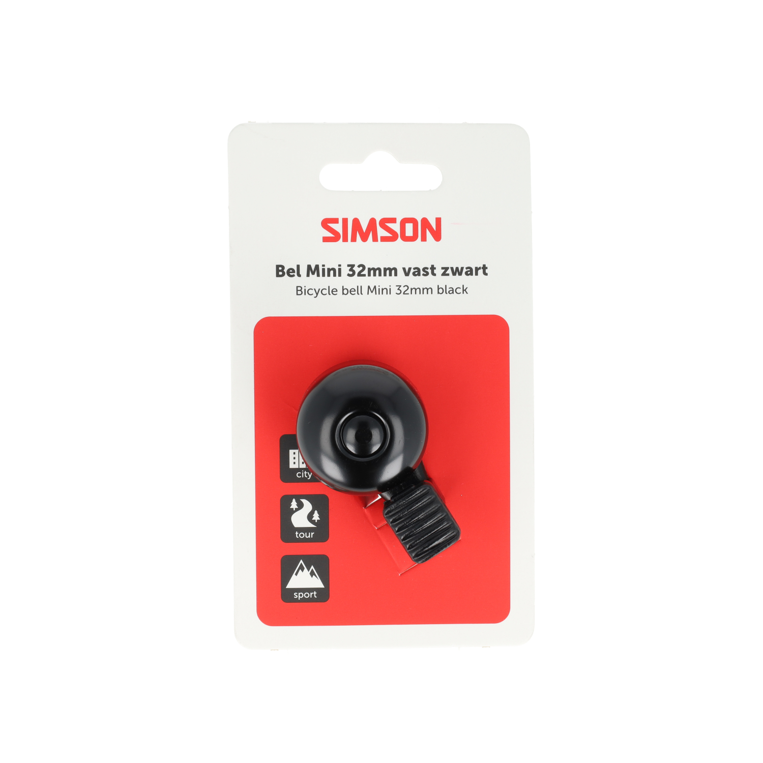 Simson Bel Mini 32mm, montage fixe en plastique, noir